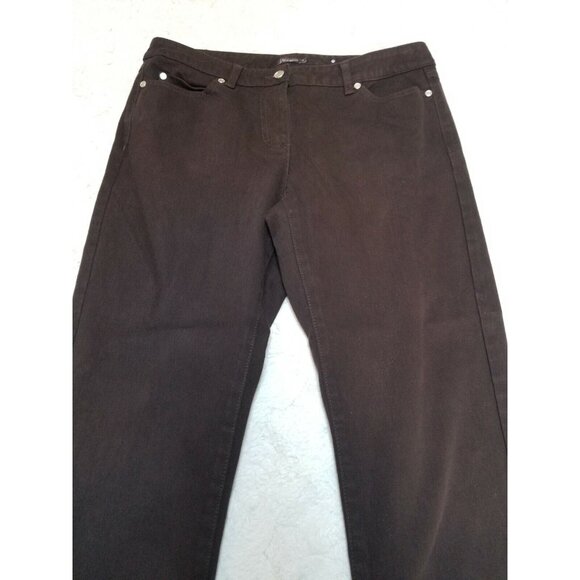 J. McLaughlin Womens Straight Jeans 5-Pockets Studded Mid-Rise Brown Size 10 - Picture 3 of 8